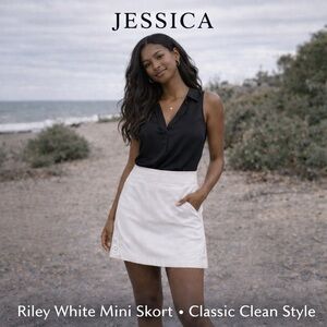 Size PM • Jessica Riley White Mini Skort – Classic Clean Style